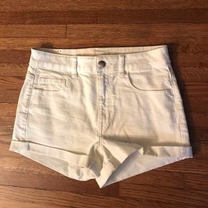American Eagle Hi-Rise Shortie White Shorts